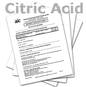Edlaw Citric Acid Material Safety Data Sheets (MSDS)